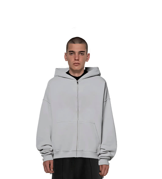 Blank Zip Hoodie Heather Grey Cali Studios