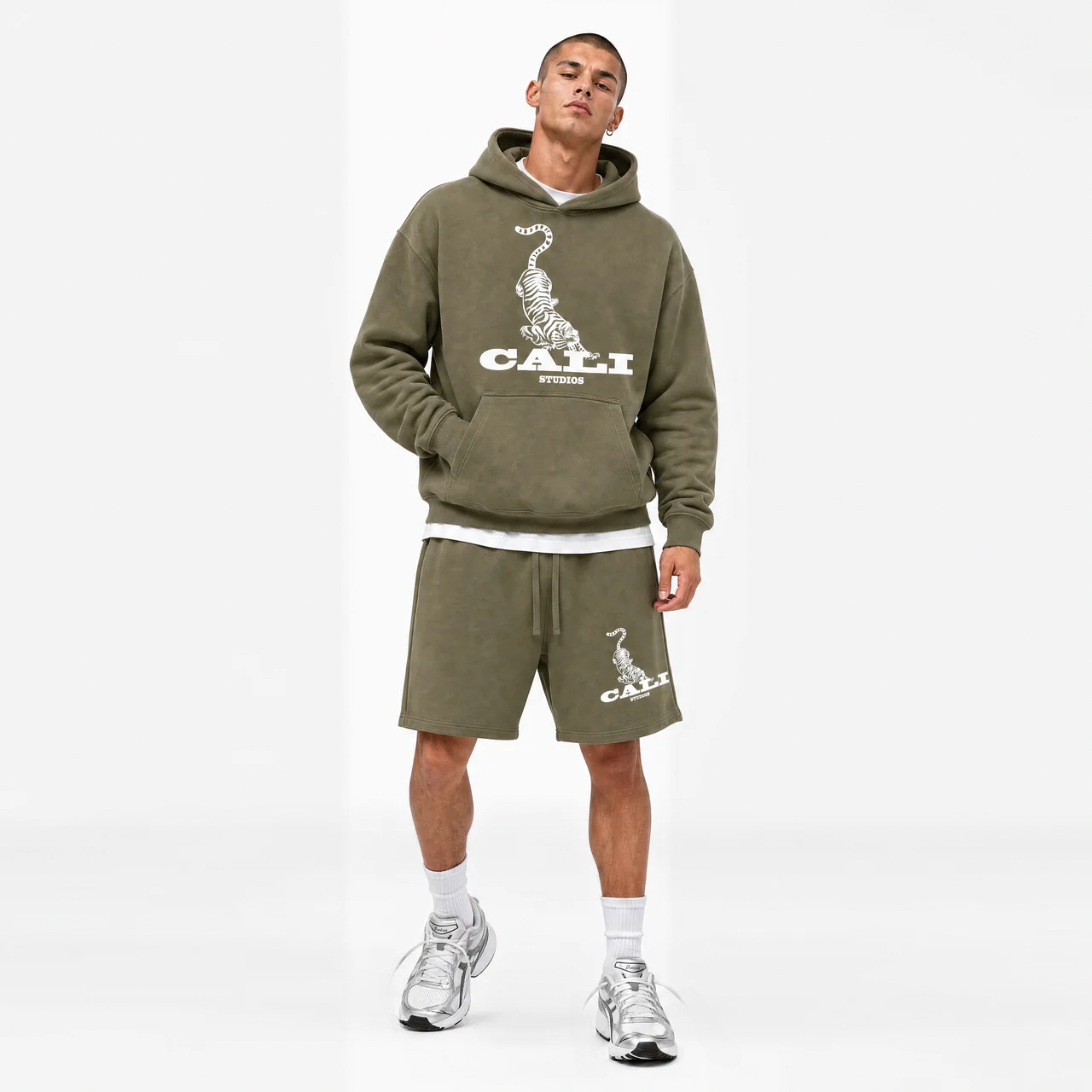 Tiger Hoodie - Khaki Green