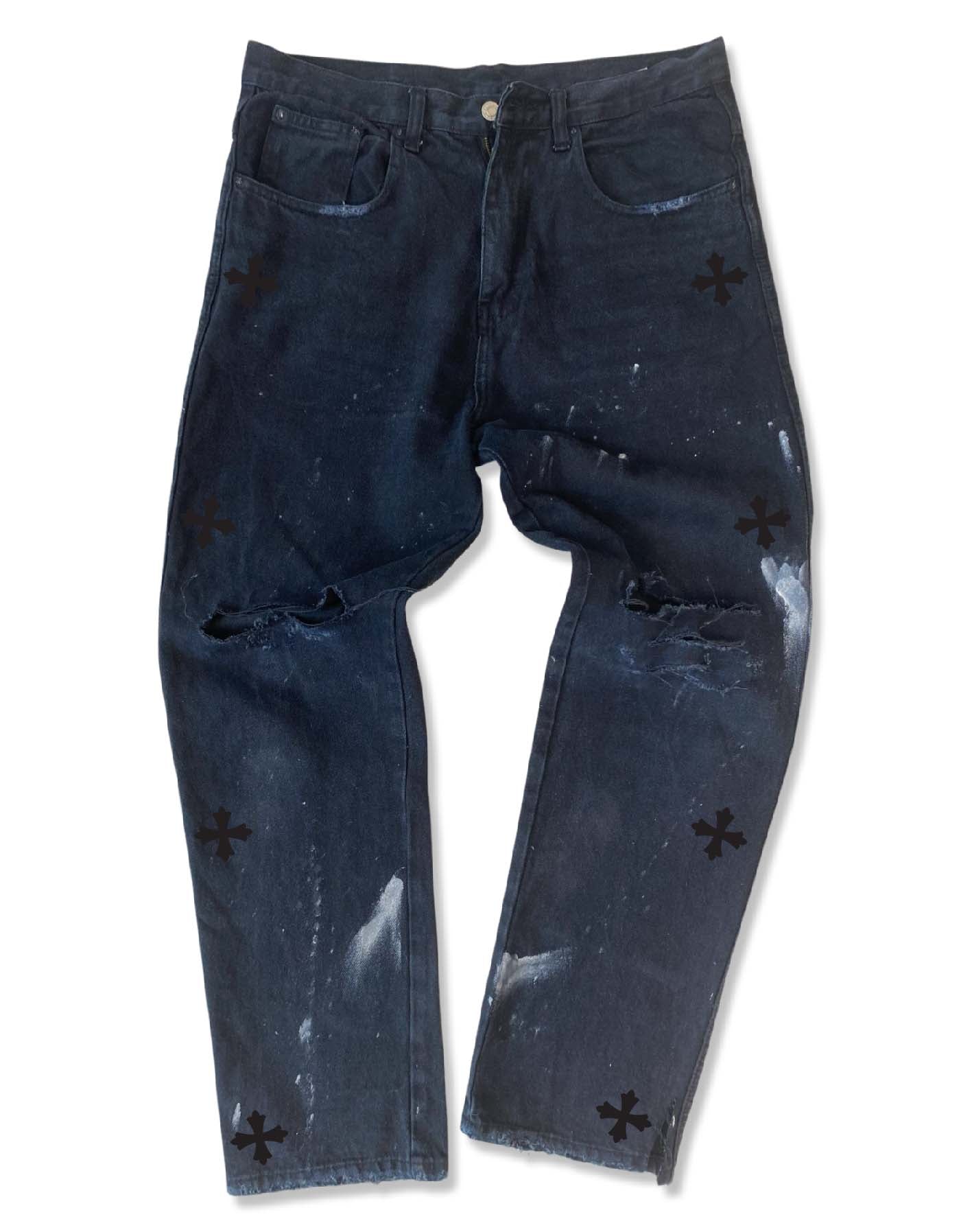 Destroyed Iron Jeans - Black/Black
