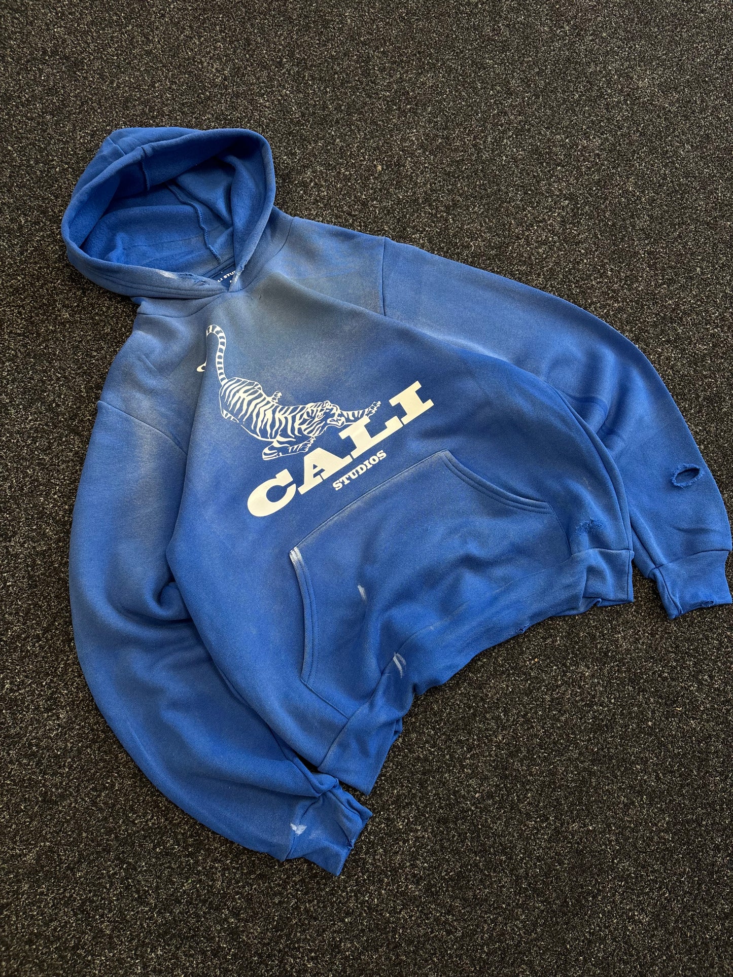 Washed Tiger Hoodie - Blue
