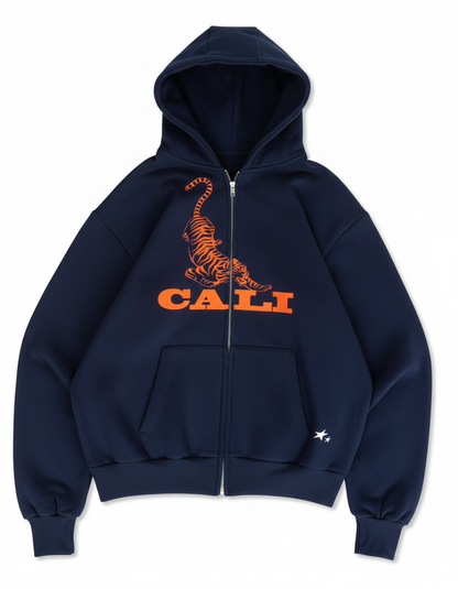 Tiger Zip Hoodie - Navy