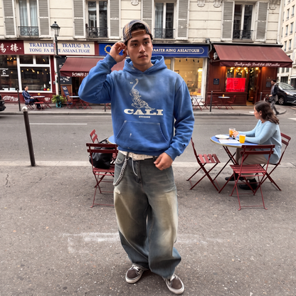 Washed Tiger Hoodie - Blue