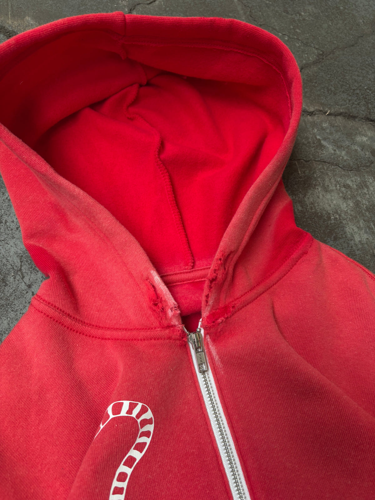 Washed Tiger Zip Hoodie - Red