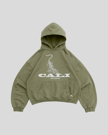 Tiger Hoodie - Khaki Green