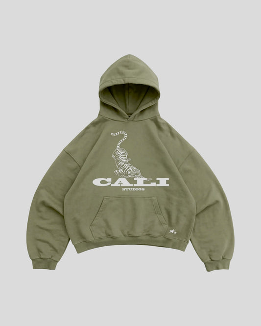 Tiger Hoodie - Khaki Green