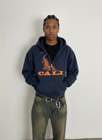 Tiger Zip Hoodie - Navy