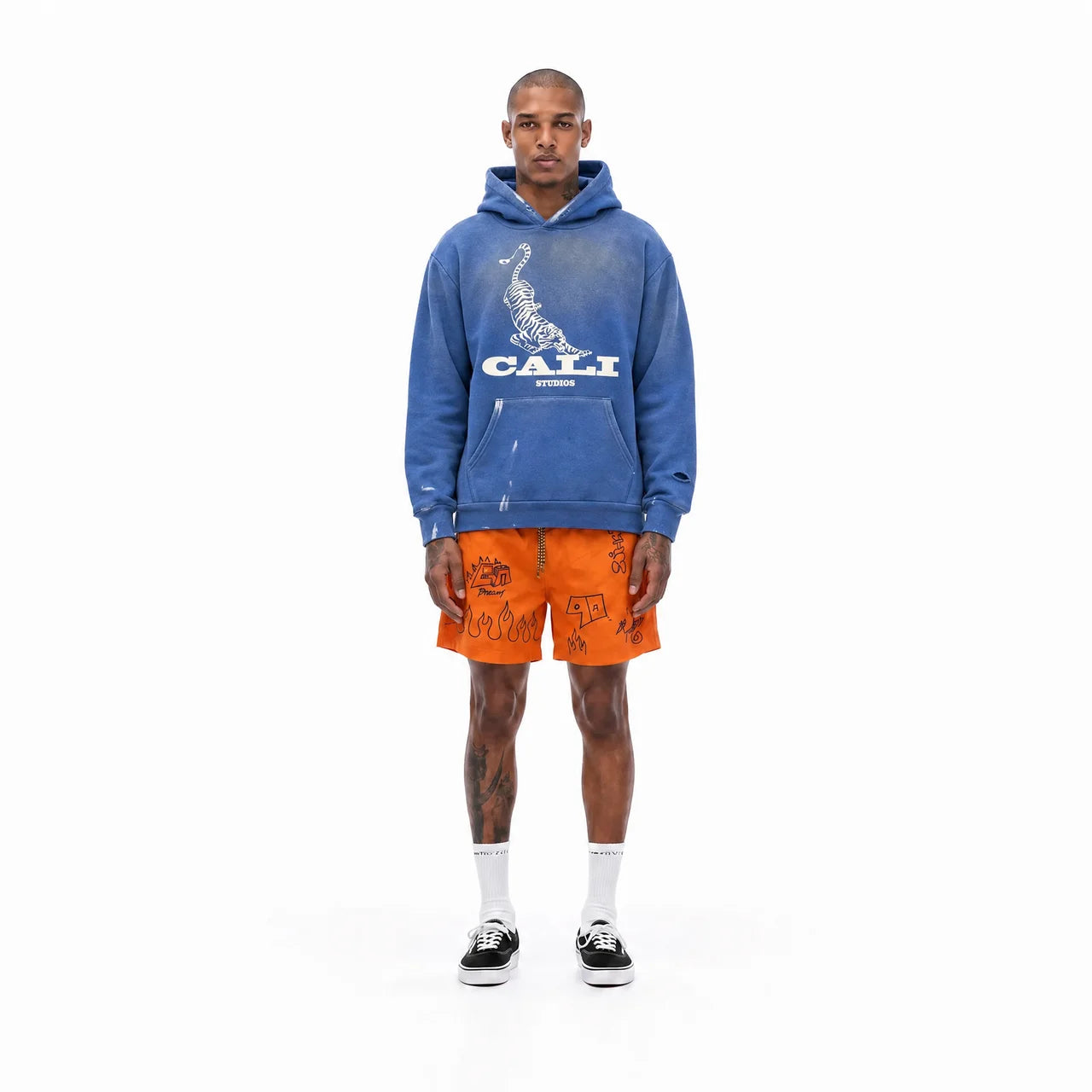 Washed Tiger Hoodie - Blue