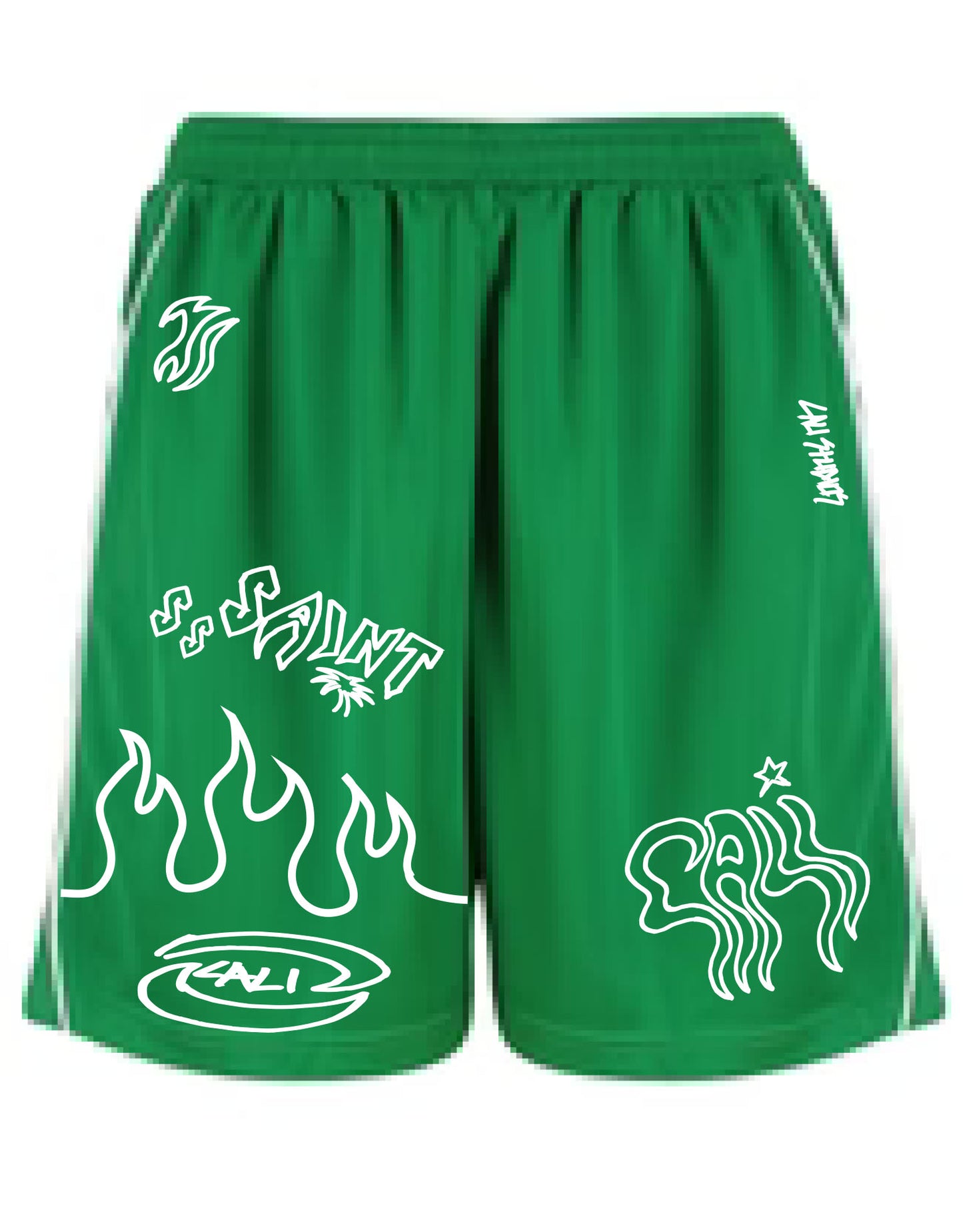 Doodle Mesh Shorts - Green