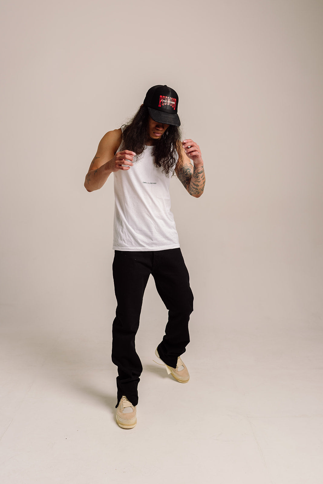 Split Hem Denim Jeans - Black