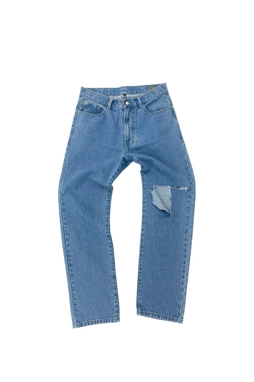 Ripped Denim Jeans - Light Blue