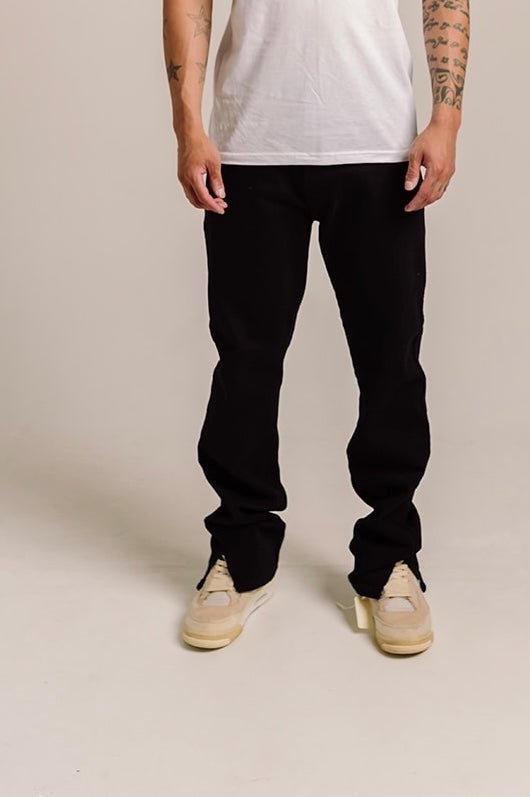Split Hem Denim Jeans - Black